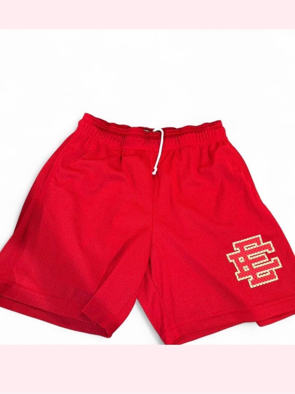 Eric Emanuel Red Mesh Athletic Shorts with Contrast Logo